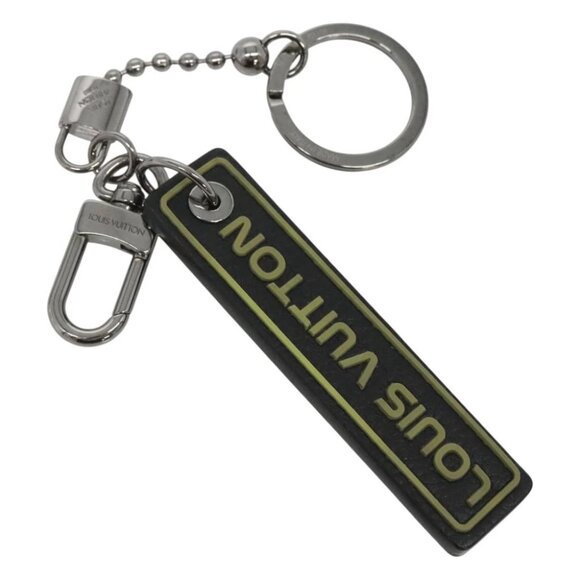 LOUIS VUITTON Porte Cles Tab Key Ring Leather Black MP2211 LV Auth bs25709 - Picture 1 of 6